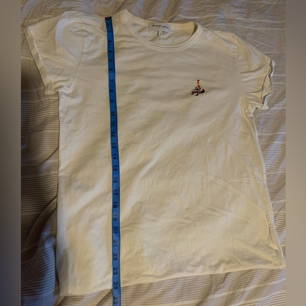 Designer embroidered white tee Maison Labiche Paris Medium snow bunny rare tee - Picture 5 of 7